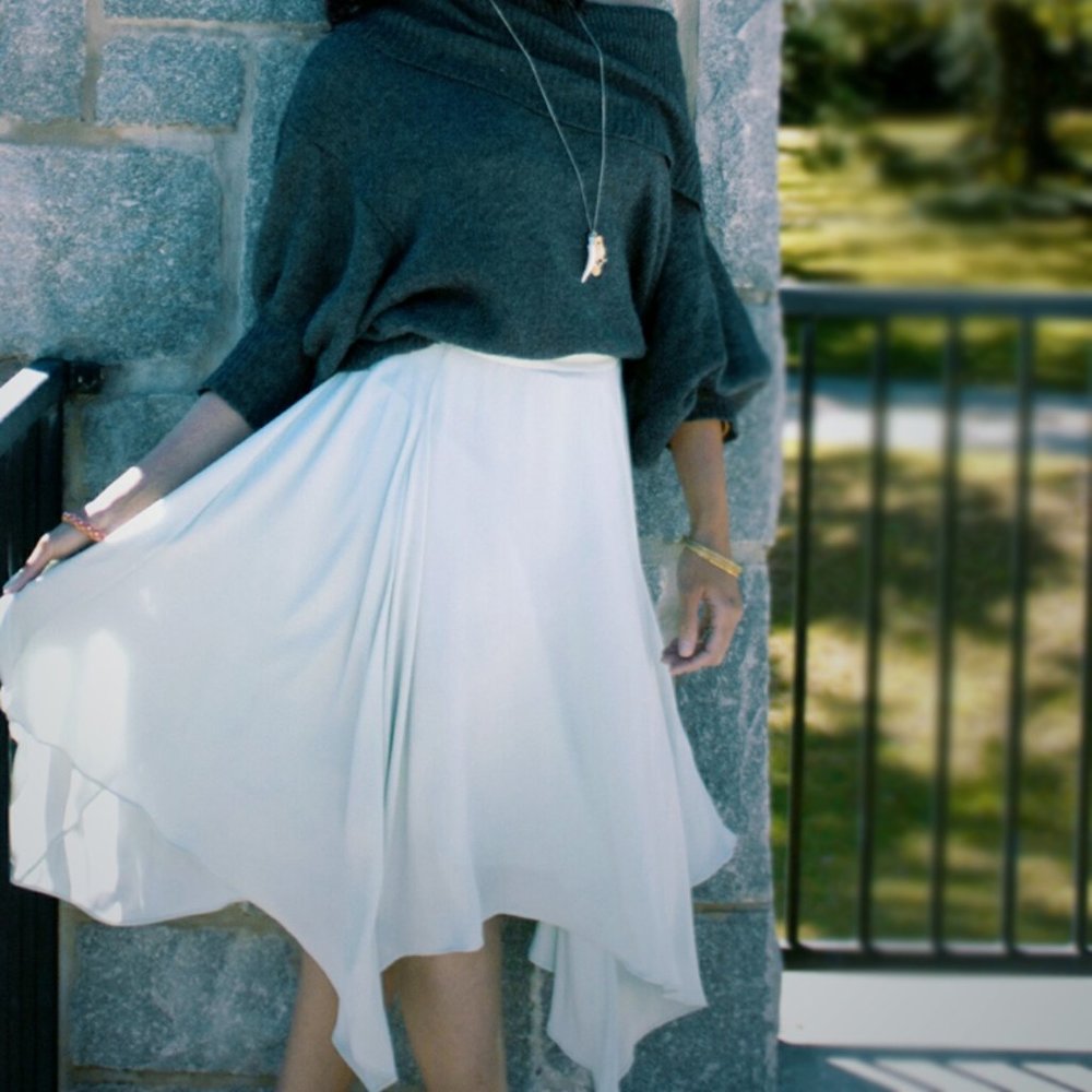 Banana Republic Midi Skirt mint asymmetrical high low size 2